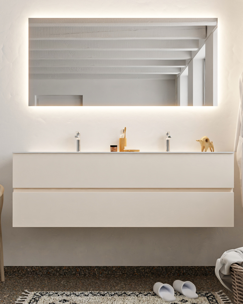 MONDIAZ VICA 150cm mueble de baño Linen 2 cajones lavabo CLOUD Doble 2 orificios. 3 MONDIAZ VICA 150cm mueble de baño Linen 2 cajones lavabo CLOUD Doble 2 orificios. - Imagen 3
