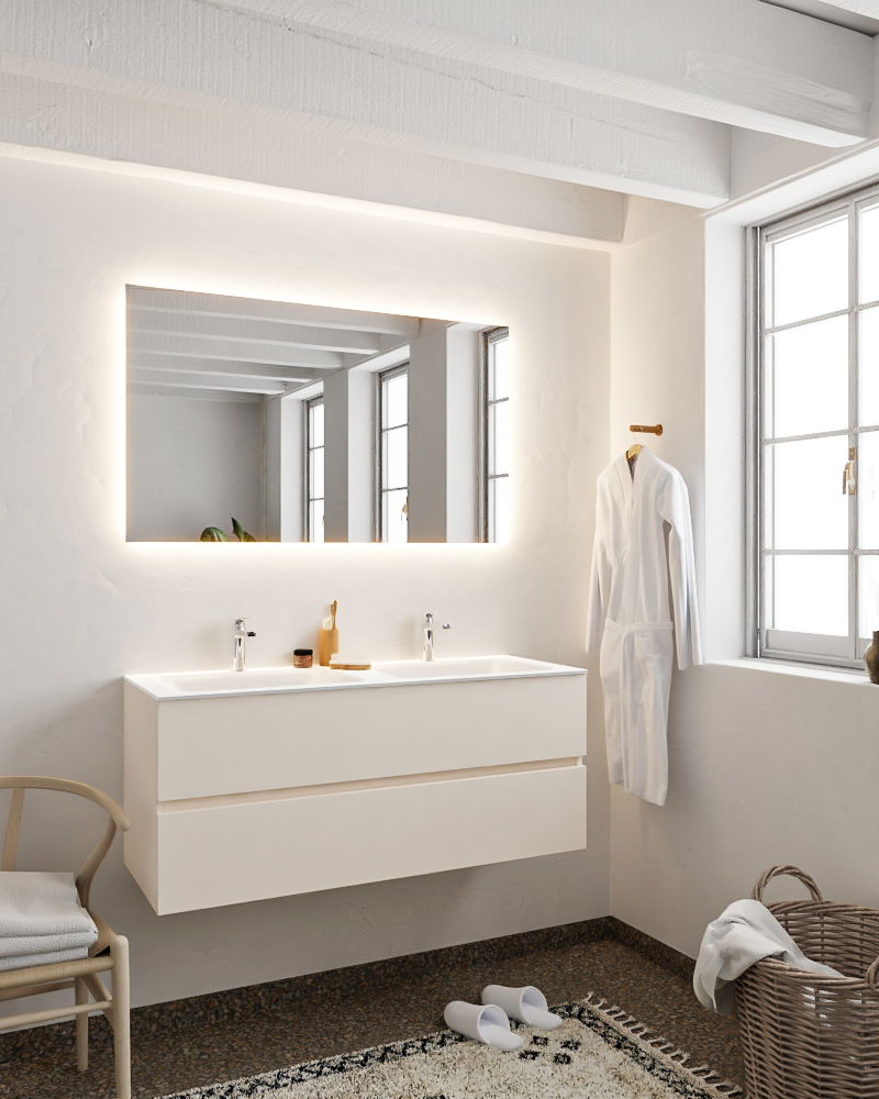 MONDIAZ VICA 120cm mueble de baño Linen 2 cajones lavabo CLOUD Doble 2 orificios. 2 MONDIAZ VICA 120cm mueble de baño Linen 2 cajones lavabo CLOUD Doble 2 orificios. - Imagen 2