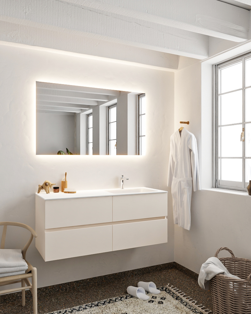 MONDIAZ VICA 120cm mueble de baño Linen 4 cajones lavabo CLOUD Derecho 1 orificio. 2 MONDIAZ VICA 120cm mueble de baño Linen 4 cajones lavabo CLOUD Derecho 1 orificio. - Imagen 2