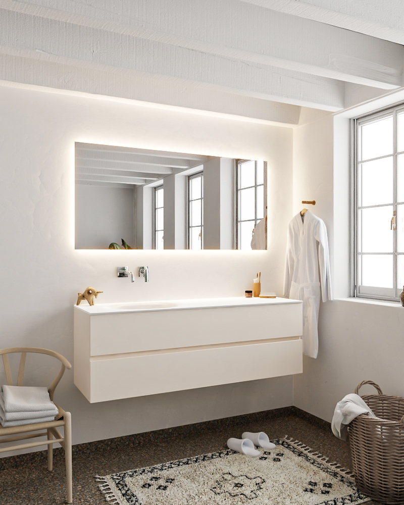 MONDIAZ VICA 150cm mueble de baño Linen 2 cajones lavabo MOON Izquierda sin orificio. 2 MONDIAZ VICA 150cm mueble de baño Linen 2 cajones lavabo MOON Izquierda sin orificio. - Imagen 2
