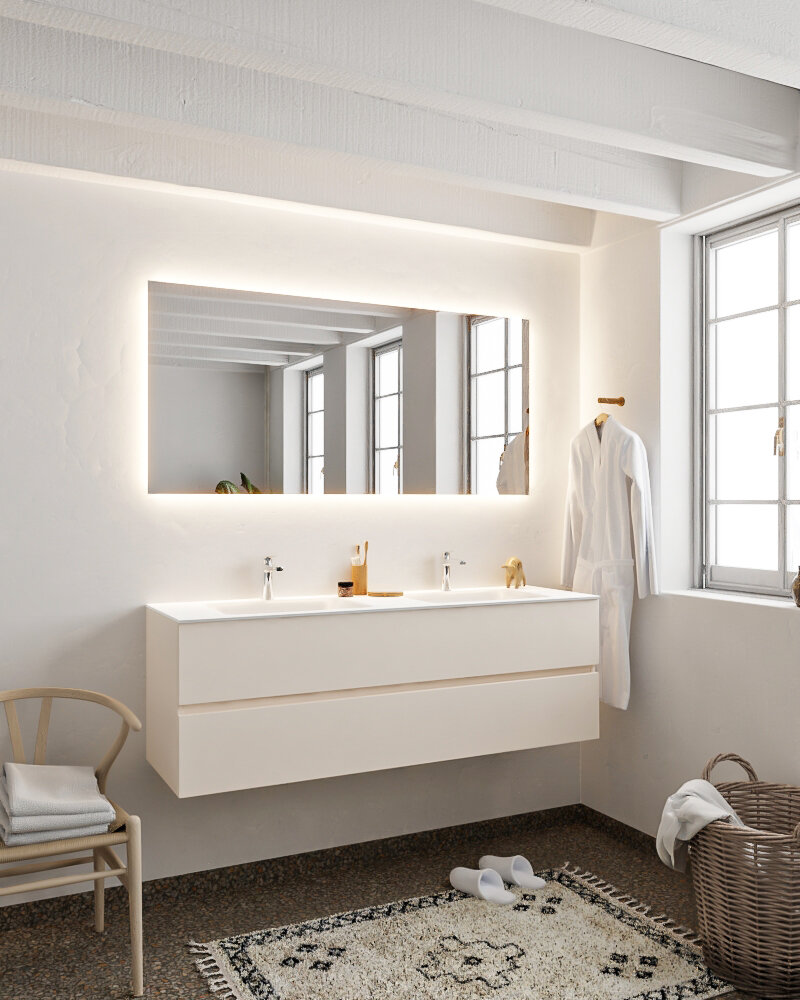 MONDIAZ VICA 150cm mueble de baño Linen 2 cajones lavabo CLOUD Doble 2 orificios. 2 MONDIAZ VICA 150cm mueble de baño Linen 2 cajones lavabo CLOUD Doble 2 orificios. - Imagen 2