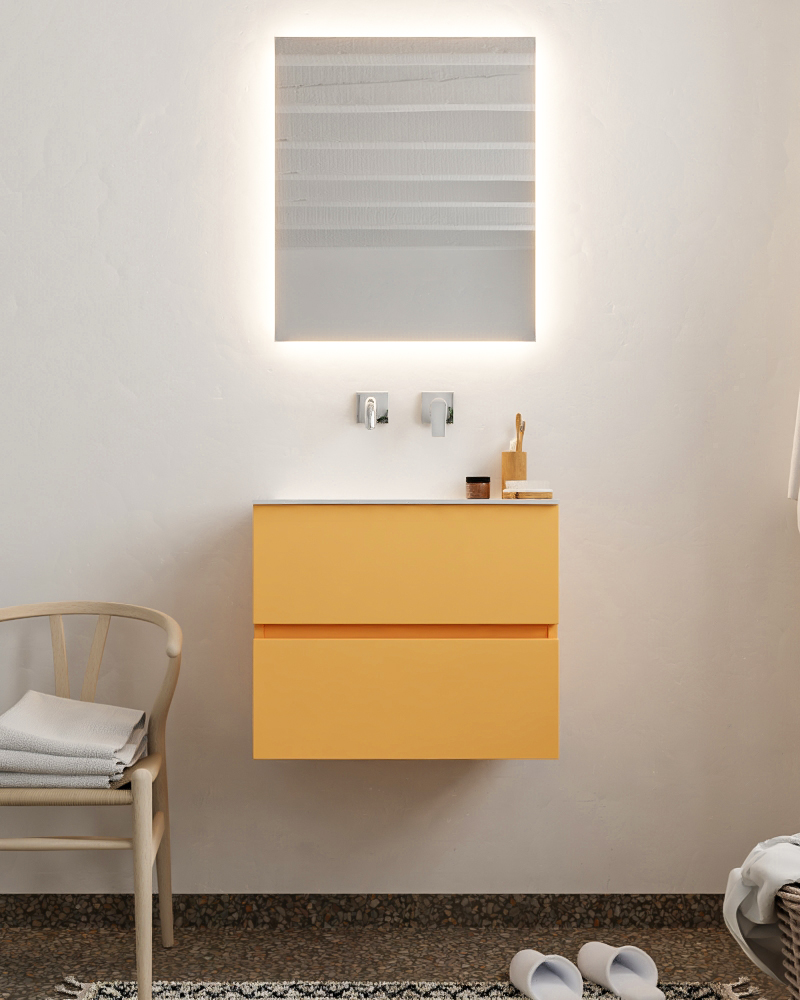 MONDIAZ VICA 60cm mueble de baño Ocher 2 cajones lavabo MOON Centro sin orificio. 3 MONDIAZ VICA 60cm mueble de baño Ocher 2 cajones lavabo MOON Centro sin orificio. - Imagen 3