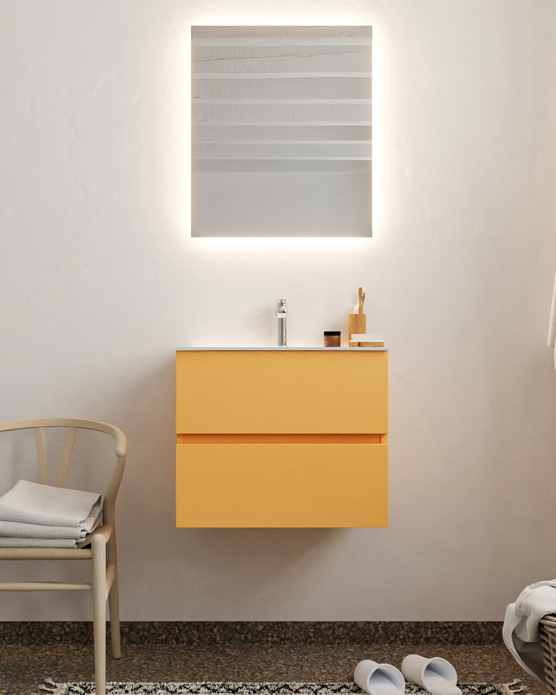 MONDIAZ VICA 60cm mueble de baño Ocher 2 cajones lavabo MOON Centro 1 orificio. 3 MONDIAZ VICA 60cm mueble de baño Ocher 2 cajones lavabo MOON Centro 1 orificio. - Imagen 3