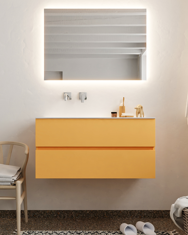 MONDIAZ VICA 100cm mueble de baño Ocher 2 cajones lavabo MOON Izquierda sin orificio. 3 MONDIAZ VICA 100cm mueble de baño Ocher 2 cajones lavabo MOON Izquierda sin orificio. - Imagen 3