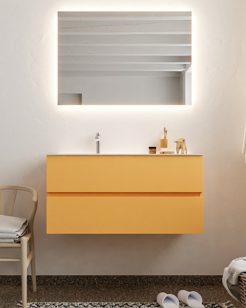 MONDIAZ VICA 100cm mueble de baño Ocher 2 cajones lavabo CLOUD Izquierda 1 orificio. 3 MONDIAZ VICA 100cm mueble de baño Ocher 2 cajones lavabo CLOUD Izquierda 1 orificio. - Imagen 3