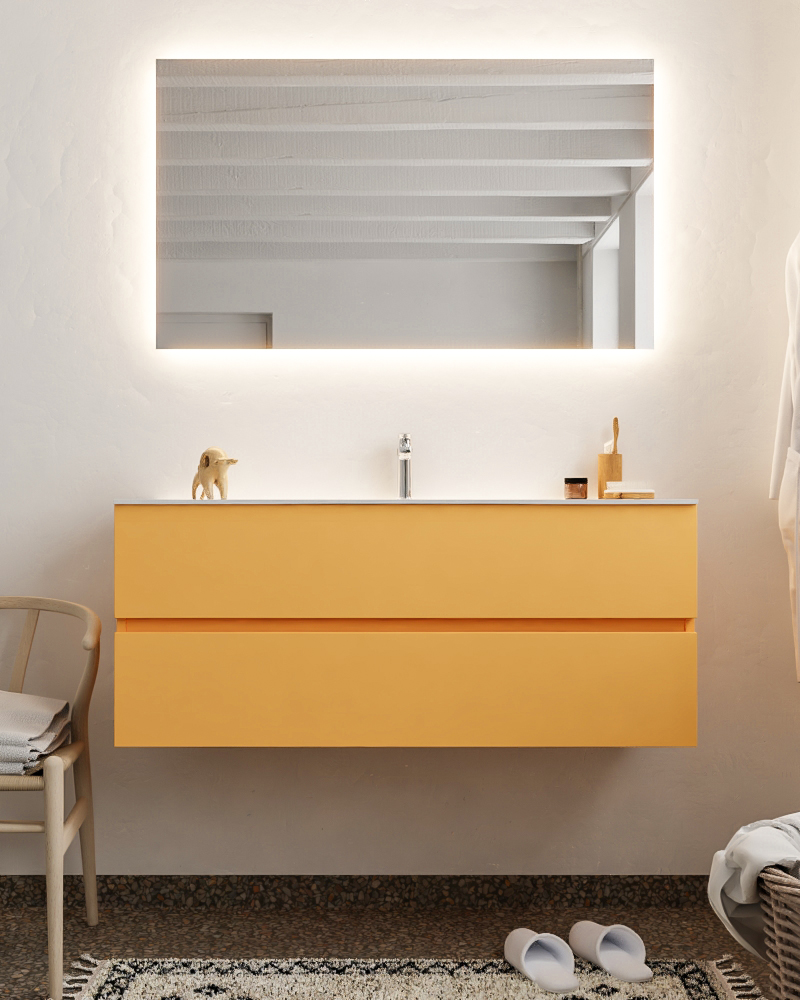 MONDIAZ VICA 120cm mueble de baño Ocher 2 cajones lavabo MOON Centro 1 orificio. 3 MONDIAZ VICA 120cm mueble de baño Ocher 2 cajones lavabo MOON Centro 1 orificio. - Imagen 3