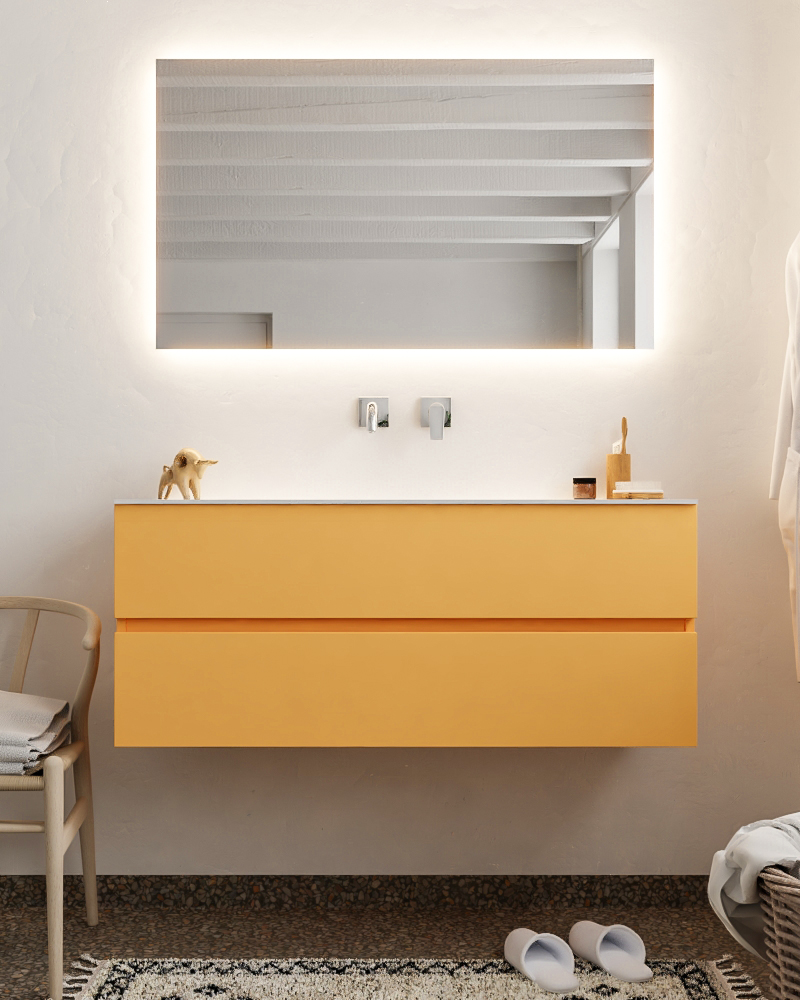 MONDIAZ VICA 120cm mueble de baño Ocher 2 cajones lavabo CLOUD Centro sin orificio. 3 MONDIAZ VICA 120cm mueble de baño Ocher 2 cajones lavabo CLOUD Centro sin orificio. - Imagen 3