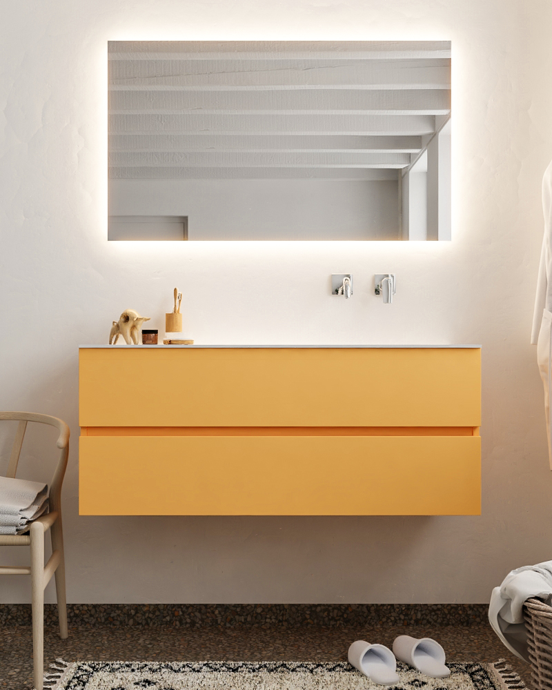 MONDIAZ VICA 120cm mueble de baño Ocher 2 cajones lavabo CLOUD Derecho sin orificio. 3 MONDIAZ VICA 120cm mueble de baño Ocher 2 cajones lavabo CLOUD Derecho sin orificio. - Imagen 3