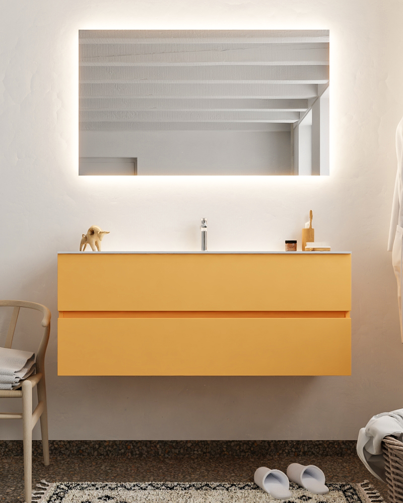 MONDIAZ VICA 120cm mueble de baño Ocher 2 cajones lavabo CLOUD Centro 1 orificio. 3 MONDIAZ VICA 120cm mueble de baño Ocher 2 cajones lavabo CLOUD Centro 1 orificio. - Imagen 3