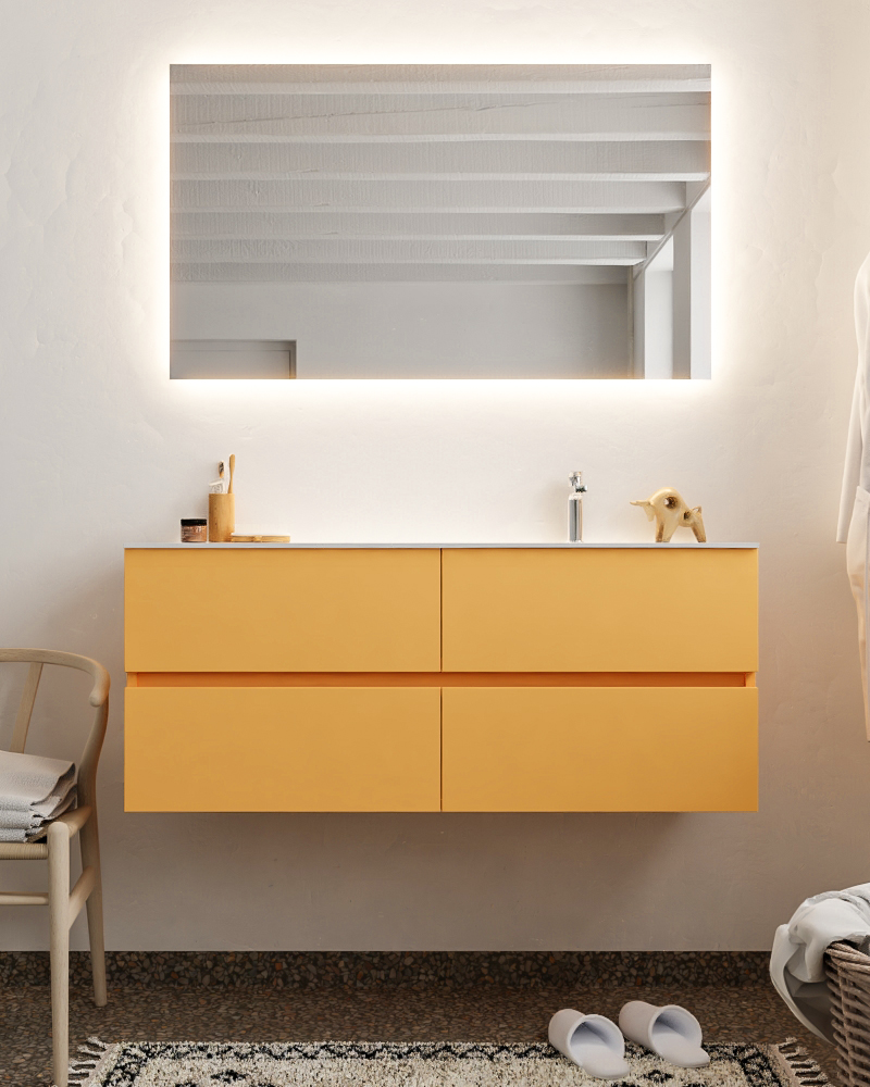 MONDIAZ VICA 120cm mueble de baño Ocher 4 cajones lavabo MOON Derecho 1 orificio. 3 MONDIAZ VICA 120cm mueble de baño Ocher 4 cajones lavabo MOON Derecho 1 orificio. - Imagen 3