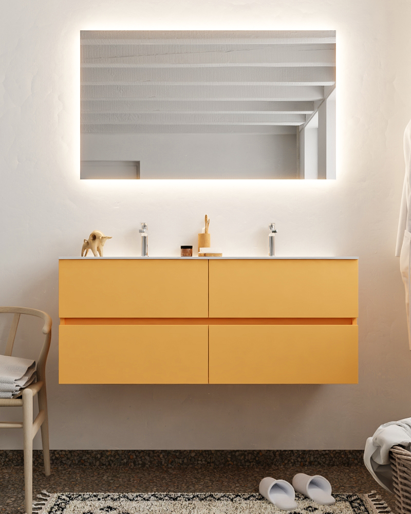 MONDIAZ VICA 120cm mueble de baño Ocher 4 cajones lavabo MOON Doble 2 orificios. 3 MONDIAZ VICA 120cm mueble de baño Ocher 4 cajones lavabo MOON Doble 2 orificios. - Imagen 3