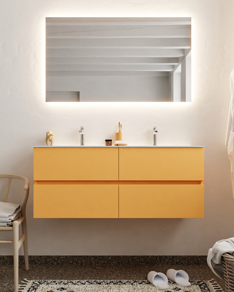 MONDIAZ VICA 120cm mueble de baño Ocher 4 cajones lavabo CLOUD Doble 2 orificios. 3 MONDIAZ VICA 120cm mueble de baño Ocher 4 cajones lavabo CLOUD Doble 2 orificios. - Imagen 3