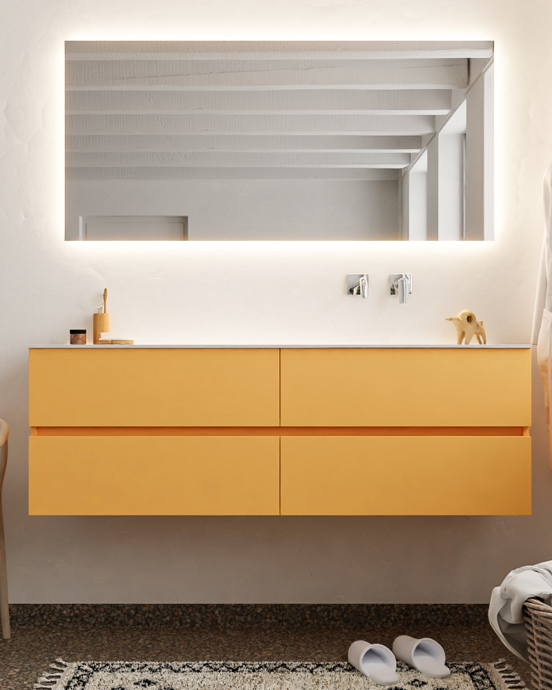 MONDIAZ VICA 150cm mueble de baño Ocher 4 cajones lavabo MOON Derecho sin orificio. 3 MONDIAZ VICA 150cm mueble de baño Ocher 4 cajones lavabo MOON Derecho sin orificio. - Imagen 3