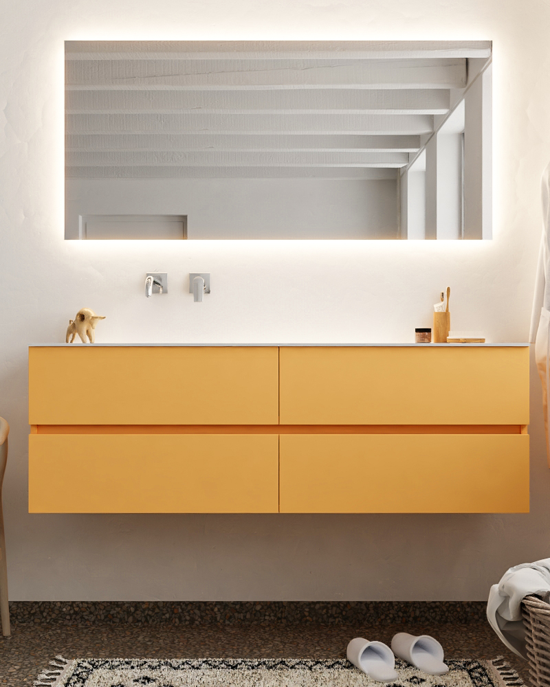 MONDIAZ VICA 150cm mueble de baño Ocher 4 cajones lavabo CLOUD Izquierda sin orificio. 3 MONDIAZ VICA 150cm mueble de baño Ocher 4 cajones lavabo CLOUD Izquierda sin orificio. - Imagen 3
