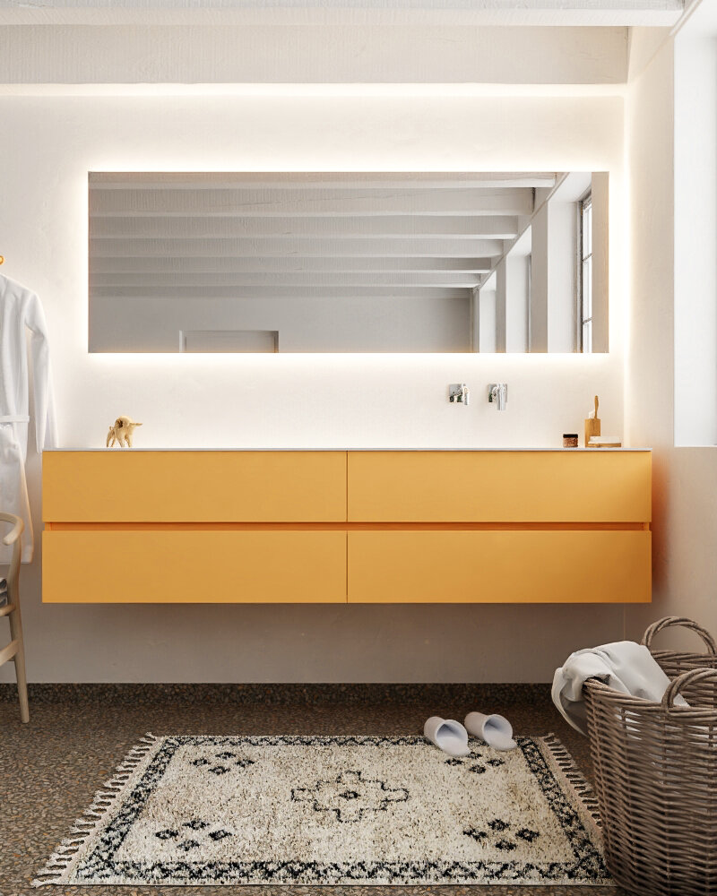MONDIAZ VICA 200cm mueble de baño Ocher 4 cajones lavabo CLOUD Derecho sin orificio. 3 MONDIAZ VICA 200cm mueble de baño Ocher 4 cajones lavabo CLOUD Derecho sin orificio. - Imagen 3