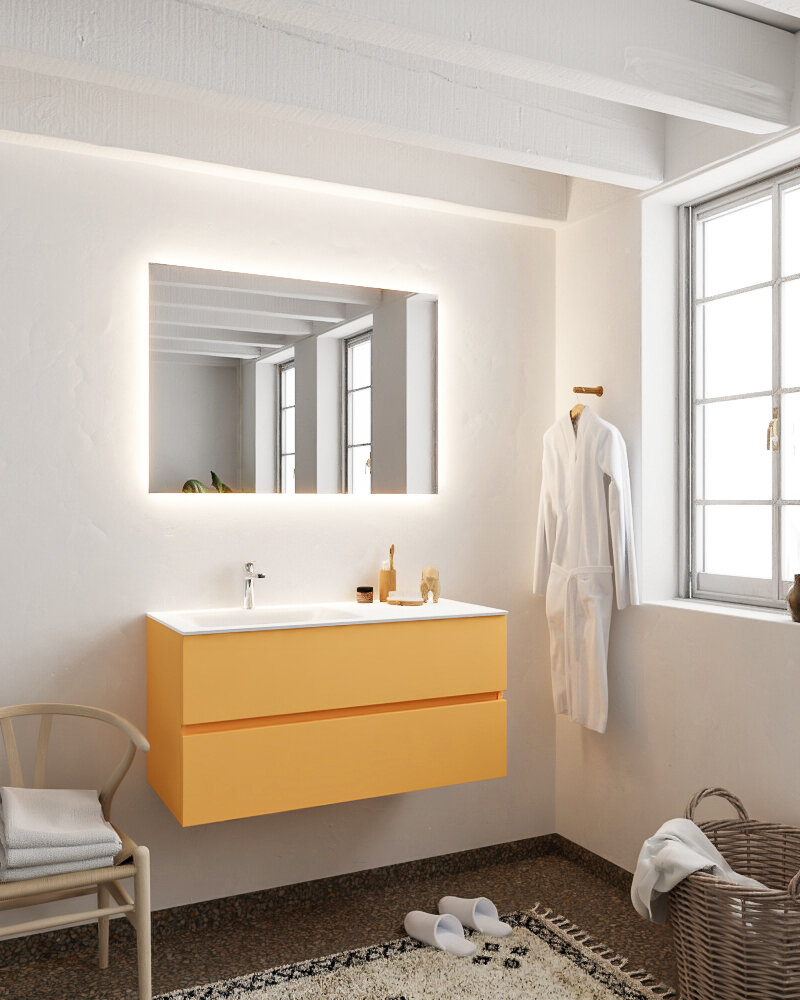 MONDIAZ VICA 100cm mueble de baño Ocher 2 cajones lavabo CLOUD Izquierda 1 orificio. 2 MONDIAZ VICA 100cm mueble de baño Ocher 2 cajones lavabo CLOUD Izquierda 1 orificio. - Imagen 2