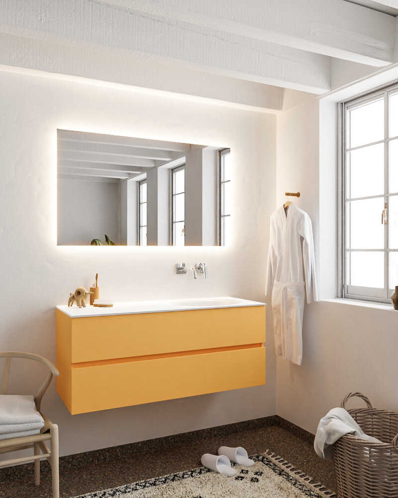 MONDIAZ VICA 120cm mueble de baño Ocher 2 cajones lavabo MOON Derecho sin orificio. 2 MONDIAZ VICA 120cm mueble de baño Ocher 2 cajones lavabo MOON Derecho sin orificio. - Imagen 2