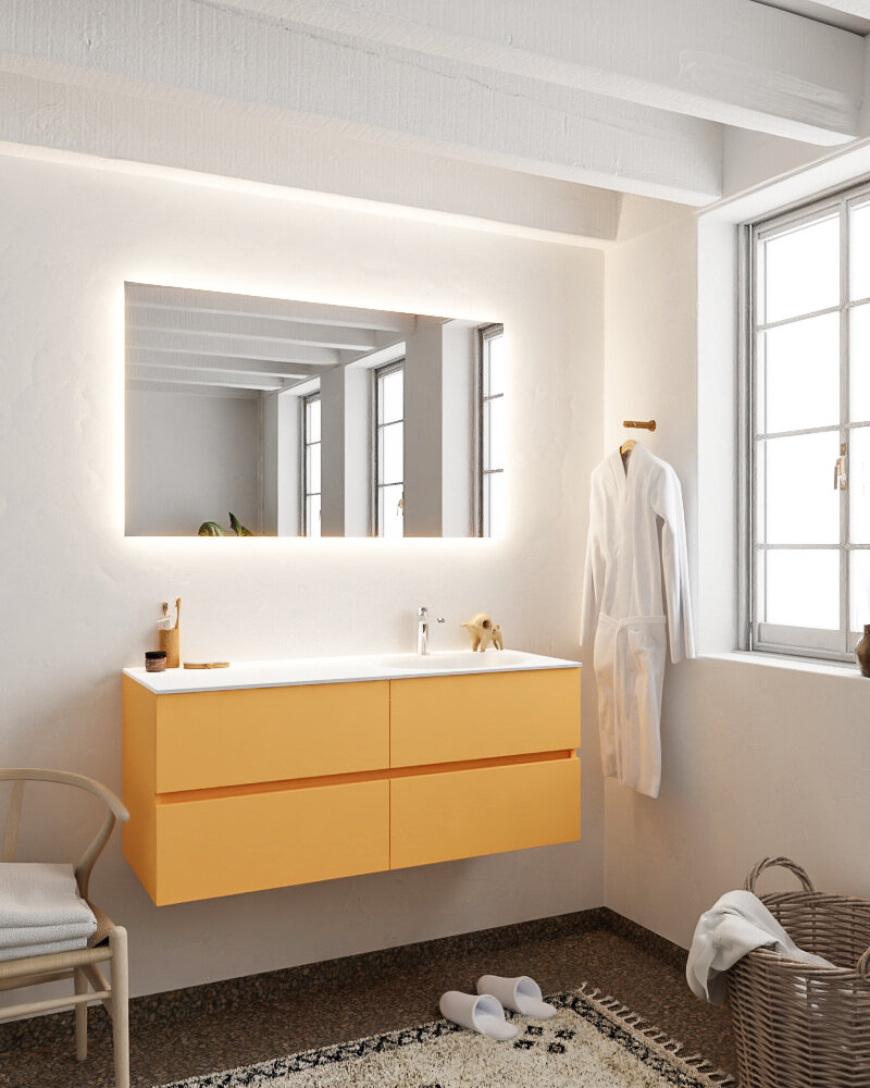 MONDIAZ VICA 120cm mueble de baño Ocher 4 cajones lavabo MOON Derecho 1 orificio. 2 MONDIAZ VICA 120cm mueble de baño Ocher 4 cajones lavabo MOON Derecho 1 orificio. - Imagen 2