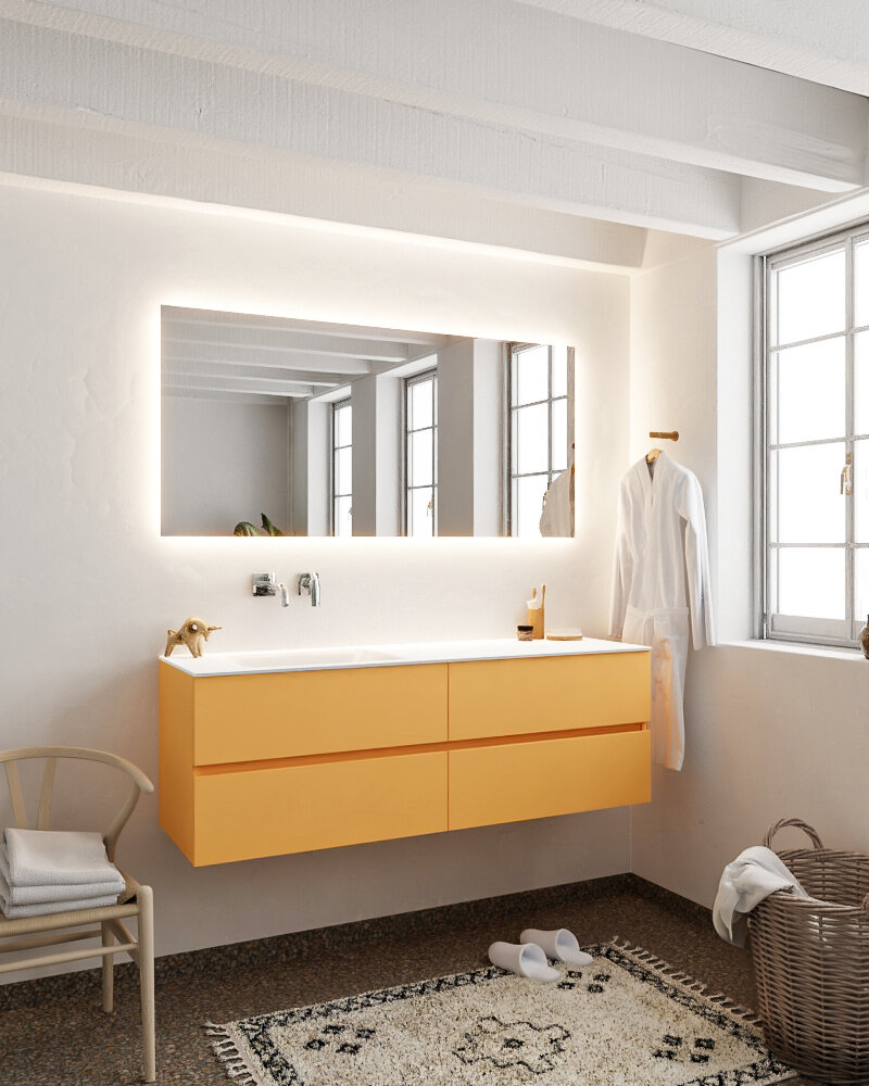 MONDIAZ VICA 150cm mueble de baño Ocher 4 cajones lavabo CLOUD Izquierda sin orificio. 2 MONDIAZ VICA 150cm mueble de baño Ocher 4 cajones lavabo CLOUD Izquierda sin orificio. - Imagen 2