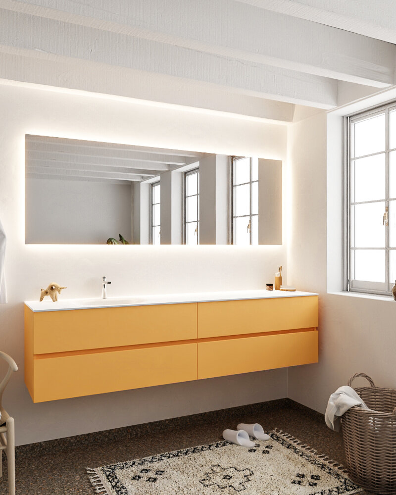 MONDIAZ VICA 200cm mueble de baño Ocher 4 cajones lavabo MOON Izquierda 1 orificio con espejo LED. 2 MONDIAZ VICA 200cm mueble de baño Ocher 4 cajones lavabo MOON Izquierda 1 orificio con espejo LED. - Imagen 2