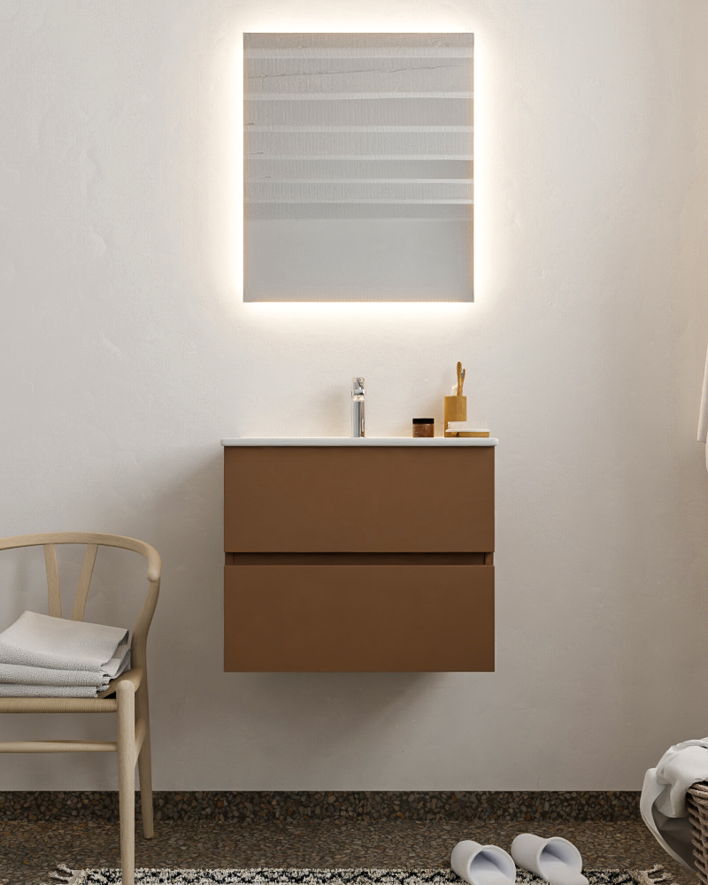 MONDIAZ VICA 60cm mueble de baño Rust 2 cajones lavabo DENIA Centro 1 orificio. 3 MONDIAZ VICA 60cm mueble de baño Rust 2 cajones lavabo DENIA Centro 1 orificio. - Imagen 3