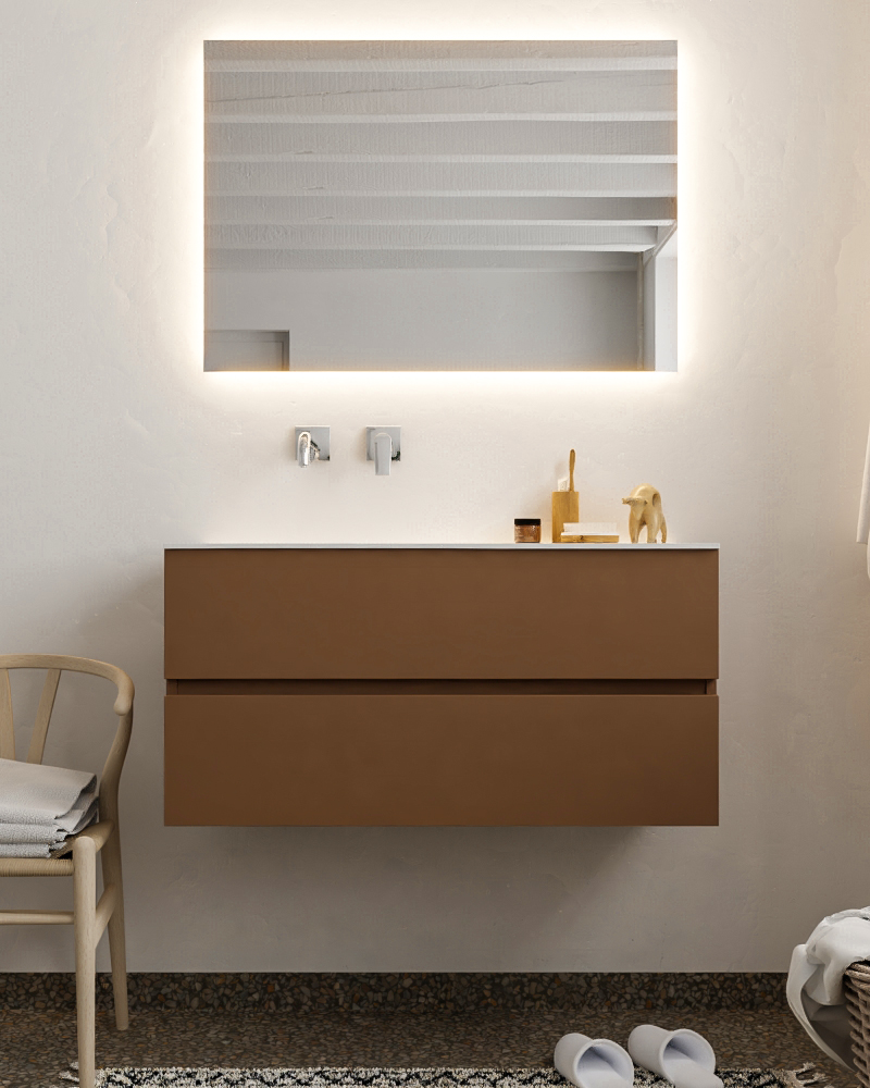 MONDIAZ VICA 100cm mueble de baño Rust 2 cajones lavabo MOON Izquierda sin orificio. 3 MONDIAZ VICA 100cm mueble de baño Rust 2 cajones lavabo MOON Izquierda sin orificio. - Imagen 3
