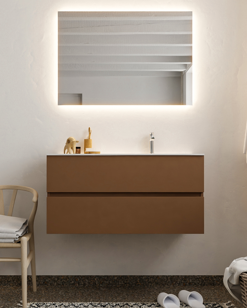 MONDIAZ VICA 100cm mueble de baño Rust 2 cajones lavabo MOON Derecho 1 orificio. 3 MONDIAZ VICA 100cm mueble de baño Rust 2 cajones lavabo MOON Derecho 1 orificio. - Imagen 3