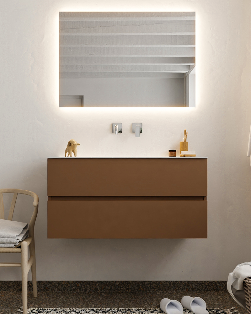 MONDIAZ VICA 100cm mueble de baño Rust 2 cajones lavabo CLOUD Centro sin orificio. 3 MONDIAZ VICA 100cm mueble de baño Rust 2 cajones lavabo CLOUD Centro sin orificio. - Imagen 3
