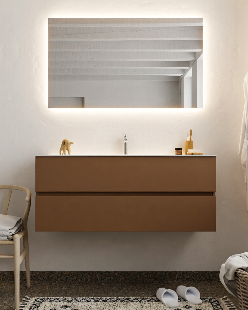 MONDIAZ VICA 120cm mueble de baño Rust 2 cajones lavabo MOON Centro 1 orificio. 3 MONDIAZ VICA 120cm mueble de baño Rust 2 cajones lavabo MOON Centro 1 orificio. - Imagen 3