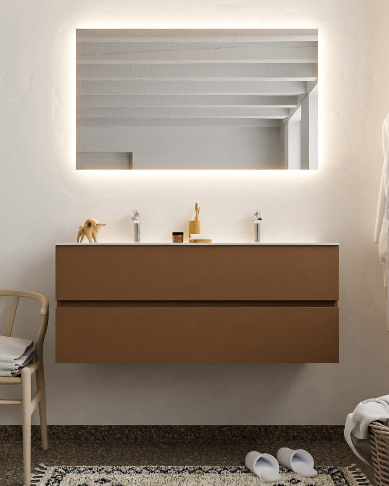 MONDIAZ VICA 120cm mueble de baño Rust 2 cajones lavabo MOON Doble 2 orificios. 3 MONDIAZ VICA 120cm mueble de baño Rust 2 cajones lavabo MOON Doble 2 orificios. - Imagen 3