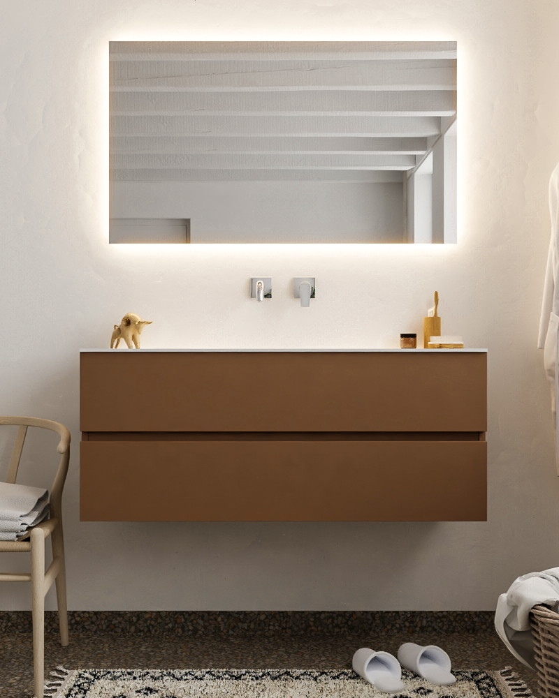 MONDIAZ VICA 120cm mueble de baño Rust 2 cajones lavabo CLOUD Centro sin orificio. 3 MONDIAZ VICA 120cm mueble de baño Rust 2 cajones lavabo CLOUD Centro sin orificio. - Imagen 3