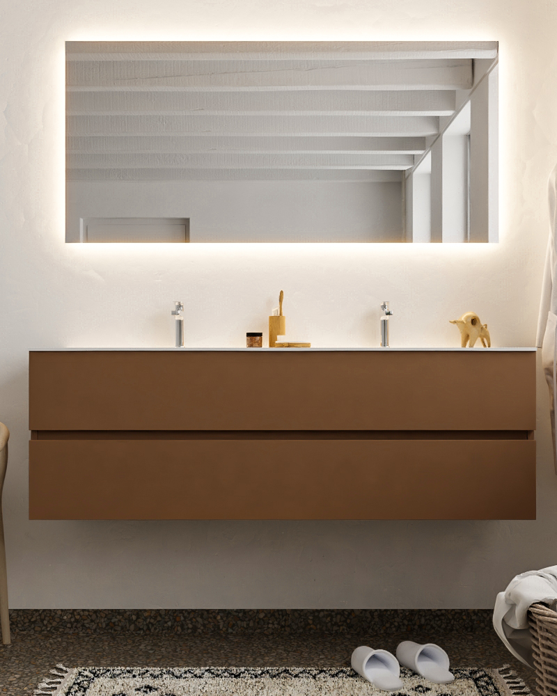 MONDIAZ VICA 150cm mueble de baño Rust 2 cajones lavabo MOON Doble 2 orificios. 3 MONDIAZ VICA 150cm mueble de baño Rust 2 cajones lavabo MOON Doble 2 orificios. - Imagen 3