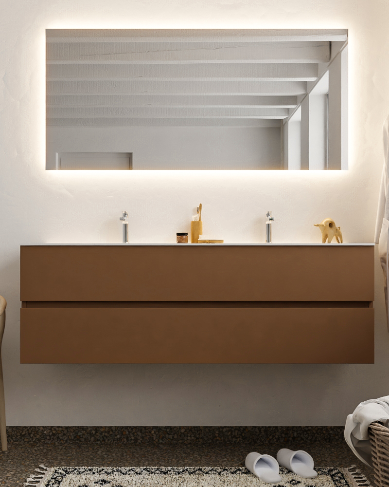 MONDIAZ VICA 150cm mueble de baño Rust 2 cajones lavabo CLOUD Doble 2 orificios. 3 MONDIAZ VICA 150cm mueble de baño Rust 2 cajones lavabo CLOUD Doble 2 orificios. - Imagen 3