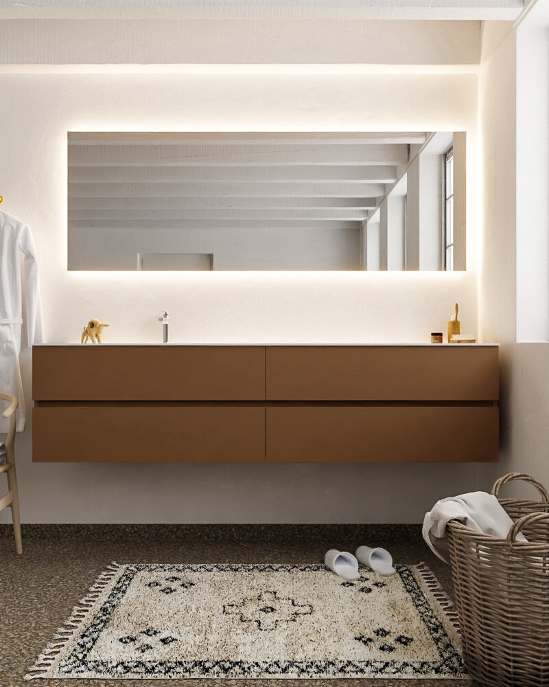 MONDIAZ VICA 200cm mueble de baño Rust 4 cajones lavabo MOON Izquierda 1 orificio. 3 MONDIAZ VICA 200cm mueble de baño Rust 4 cajones lavabo MOON Izquierda 1 orificio. - Imagen 3