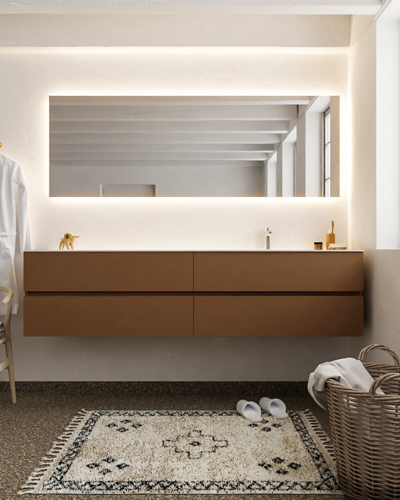 MONDIAZ VICA 200cm mueble de baño Rust 4 cajones lavabo CLOUD Derecho 1 orificio con espejo LED. 3 MONDIAZ VICA 200cm mueble de baño Rust 4 cajones lavabo CLOUD Derecho 1 orificio con espejo LED. - Imagen 3