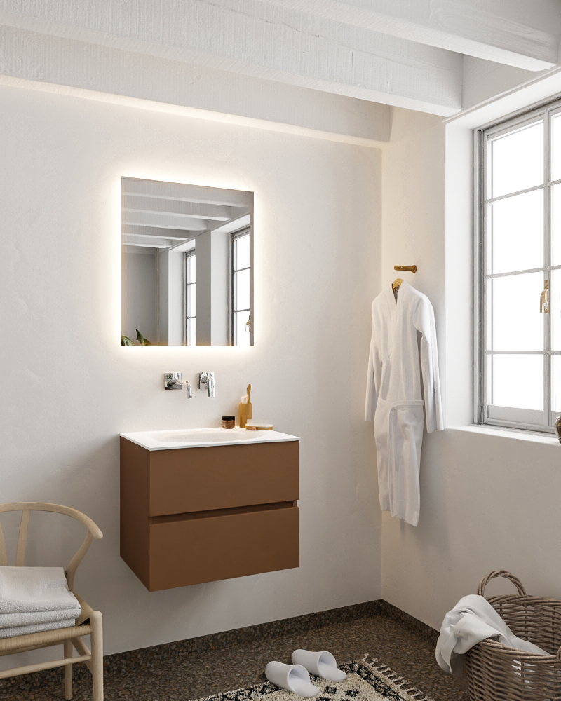 MONDIAZ VICA 60cm mueble de baño Rust 2 cajones lavabo MOON Centro sin orificio. 2 MONDIAZ VICA 60cm mueble de baño Rust 2 cajones lavabo MOON Centro sin orificio. - Imagen 2