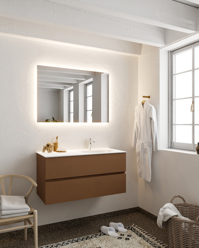 MONDIAZ VICA 100cm mueble de baño Rust 2 cajones lavabo MOON Derecho 1 orificio. 2 MONDIAZ VICA 100cm mueble de baño Rust 2 cajones lavabo MOON Derecho 1 orificio. - Imagen 2