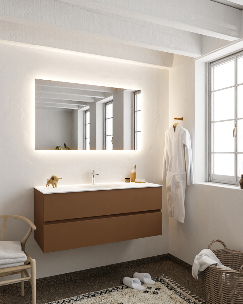 MONDIAZ VICA 120cm mueble de baño Rust 2 cajones lavabo MOON Centro 1 orificio. 2 MONDIAZ VICA 120cm mueble de baño Rust 2 cajones lavabo MOON Centro 1 orificio. - Imagen 2