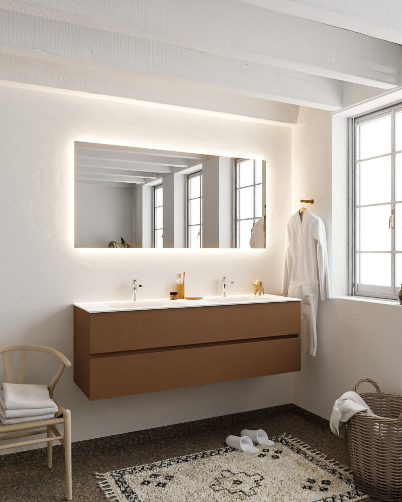 MONDIAZ VICA 150cm mueble de baño Rust 2 cajones lavabo CLOUD Doble 2 orificios. 2 MONDIAZ VICA 150cm mueble de baño Rust 2 cajones lavabo CLOUD Doble 2 orificios. - Imagen 2