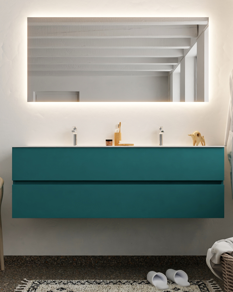MONDIAZ VICA 150cm mueble de baño Smag 2 cajones lavabo CLOUD Doble 2 orificios con espejo LED. 3 MONDIAZ VICA 150cm mueble de baño Smag 2 cajones lavabo CLOUD Doble 2 orificios con espejo LED. - Imagen 3