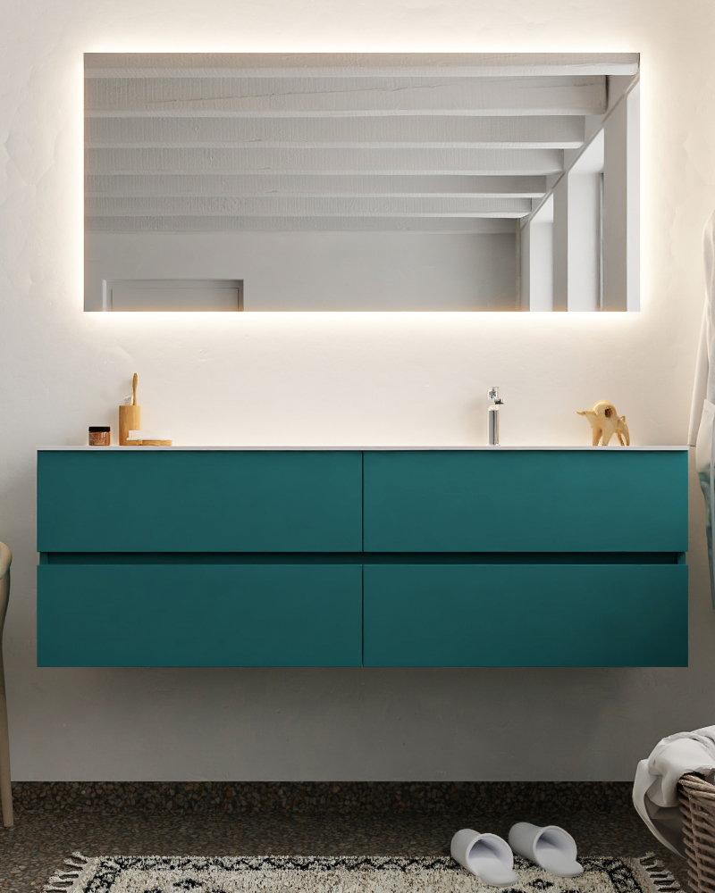 MONDIAZ VICA 150cm mueble de baño Smag 4 cajones lavabo MOON Derecho 1 orificio con espejo LED. 3 MONDIAZ VICA 150cm mueble de baño Smag 4 cajones lavabo MOON Derecho 1 orificio con espejo LED. - Imagen 3