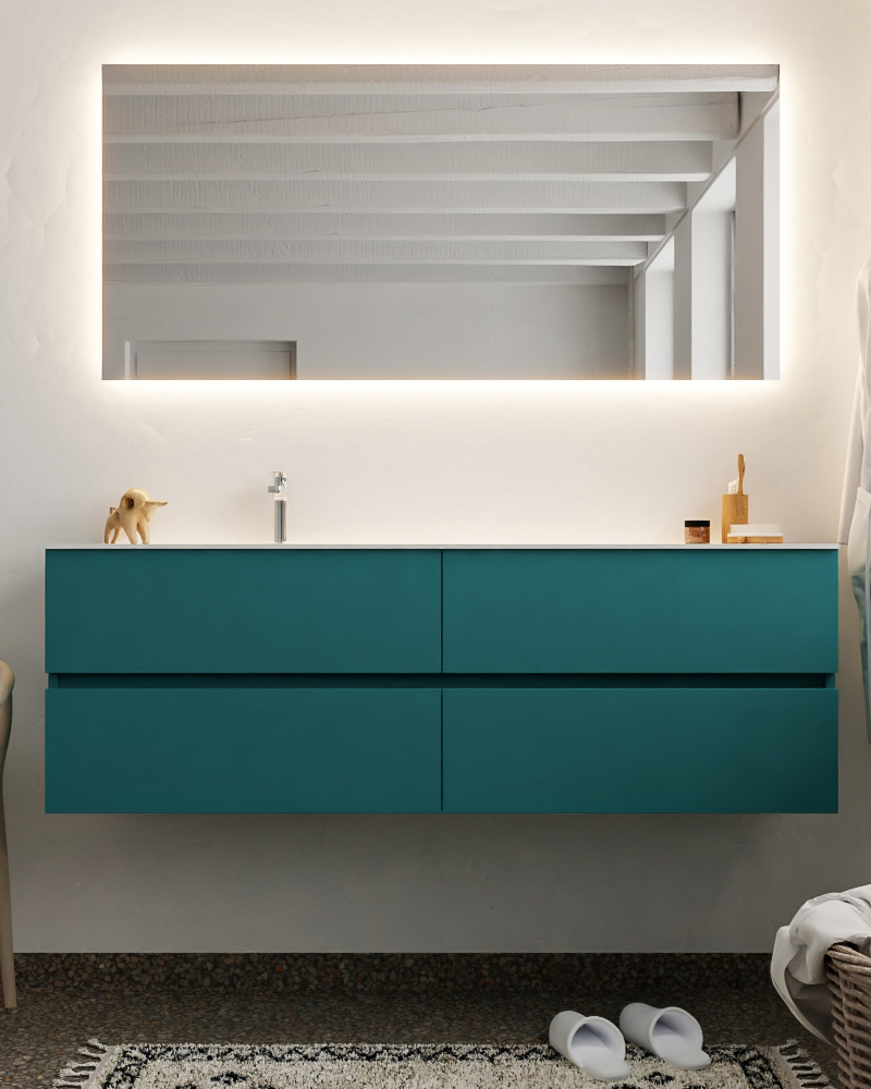 MONDIAZ VICA 150cm mueble de baño Smag 4 cajones lavabo CLOUD Izquierda 1 orificio con espejo LED. 3 MONDIAZ VICA 150cm mueble de baño Smag 4 cajones lavabo CLOUD Izquierda 1 orificio con espejo LED. - Imagen 3