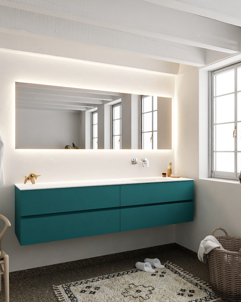 MONDIAZ VICA 200cm mueble de baño Smag 4 cajones lavabo CLOUD Derecho sin orificio con espejo LED. 2 MONDIAZ VICA 200cm mueble de baño Smag 4 cajones lavabo CLOUD Derecho sin orificio con espejo LED. - Imagen 2