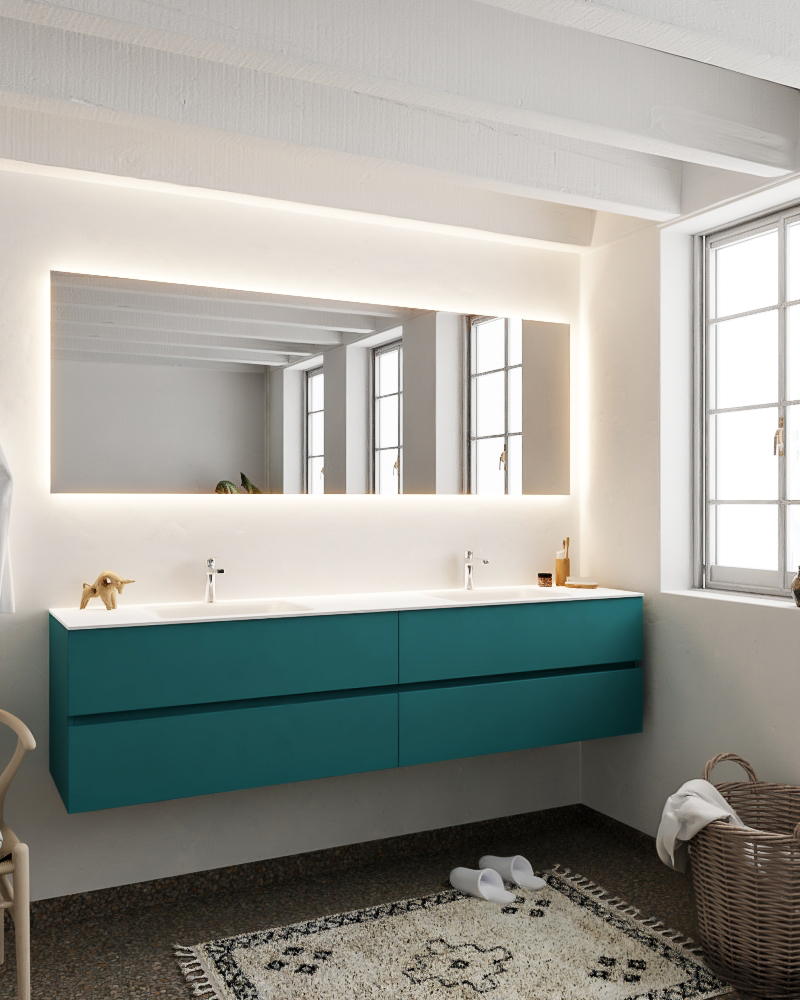 MONDIAZ VICA 200cm mueble de baño Smag 4 cajones lavabo CLOUD Doble 2 orificios con espejo LED. 2 MONDIAZ VICA 200cm mueble de baño Smag 4 cajones lavabo CLOUD Doble 2 orificios con espejo LED. - Imagen 2