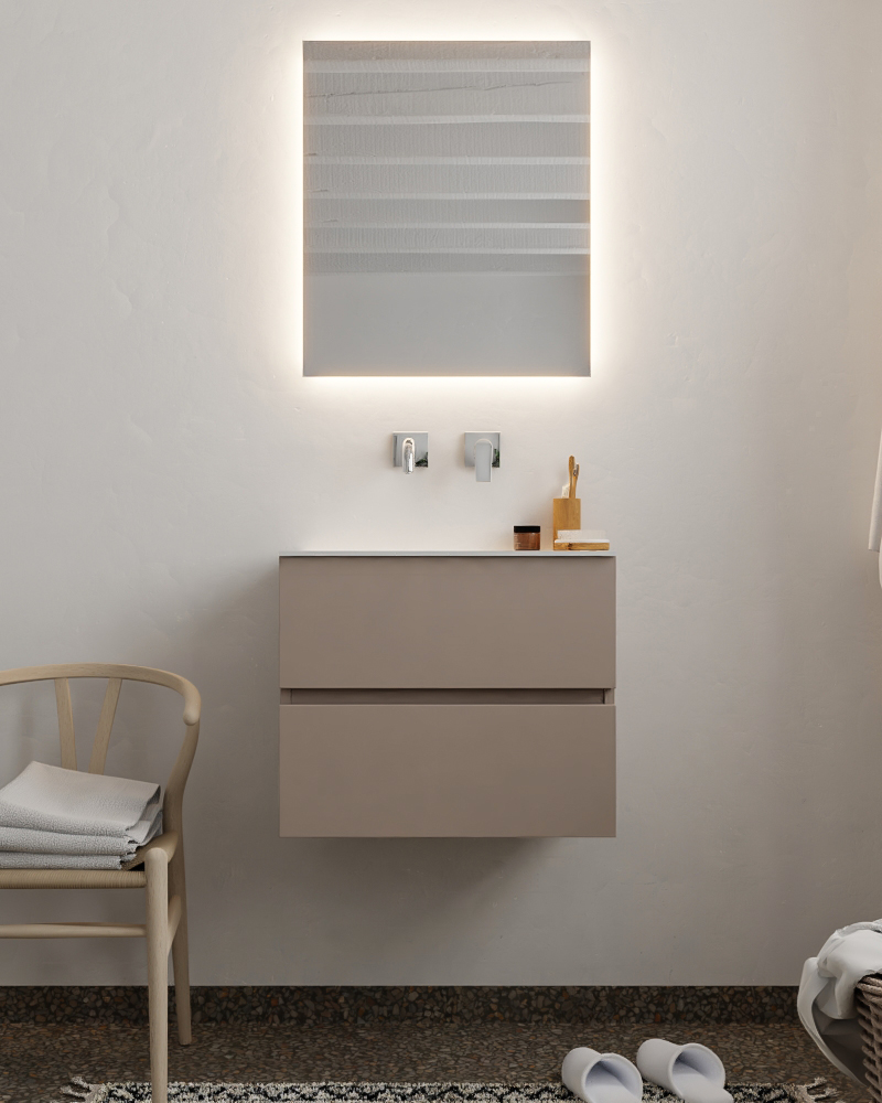 MONDIAZ VICA 60cm mueble de baño Smoke 2 cajones lavabo CLOUD Centro sin orificio. 3 MONDIAZ VICA 60cm mueble de baño Smoke 2 cajones lavabo CLOUD Centro sin orificio. - Imagen 3