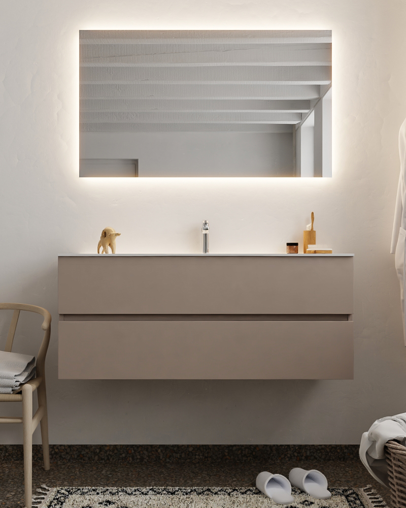 MONDIAZ VICA 120cm mueble de baño Smoke 2 cajones lavabo MOON Centro 1 orificio. 3 MONDIAZ VICA 120cm mueble de baño Smoke 2 cajones lavabo MOON Centro 1 orificio. - Imagen 3