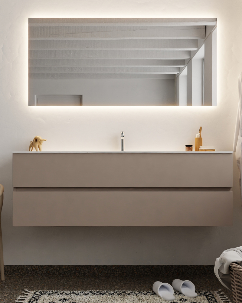 MONDIAZ VICA 150cm mueble de baño Smoke 2 cajones lavabo MOON Centro 1 orificio. 3 MONDIAZ VICA 150cm mueble de baño Smoke 2 cajones lavabo MOON Centro 1 orificio. - Imagen 3