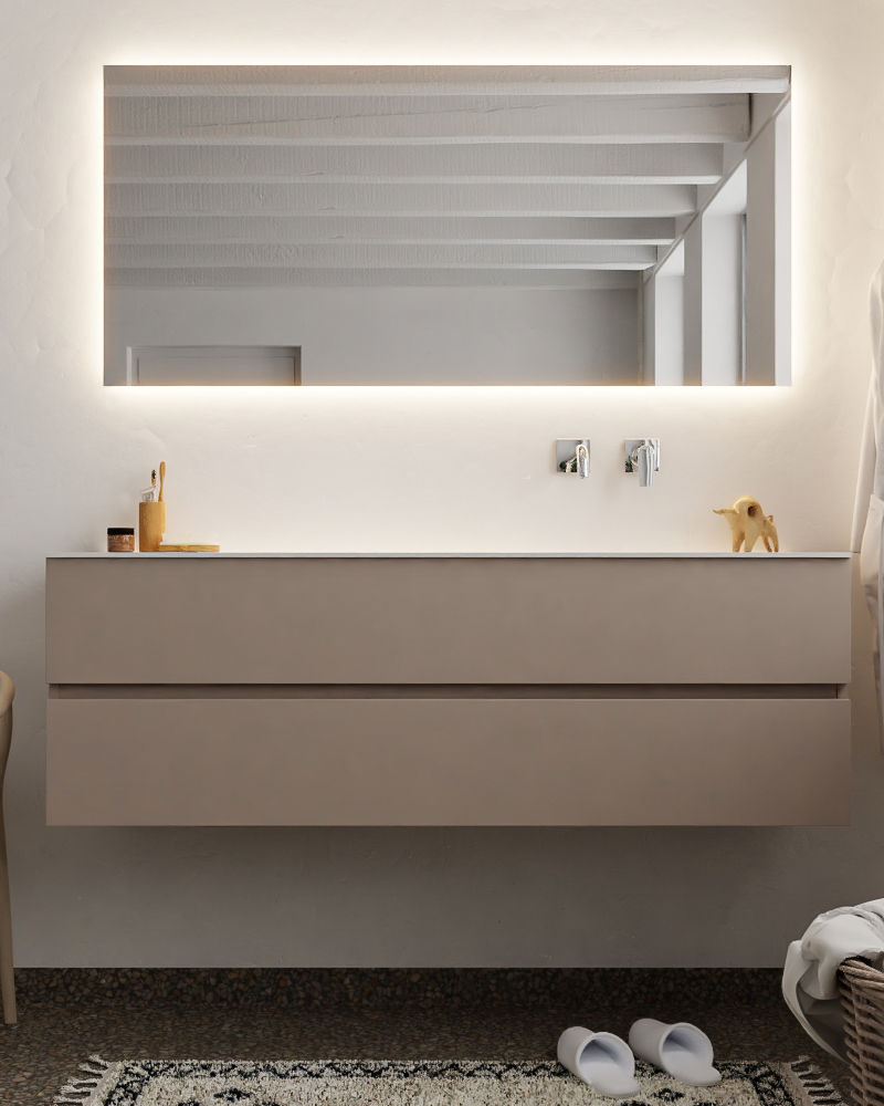 MONDIAZ VICA 150cm mueble de baño Smoke 2 cajones lavabo CLOUD Derecho sin orificio con espejo LED. 3 MONDIAZ VICA 150cm mueble de baño Smoke 2 cajones lavabo CLOUD Derecho sin orificio con espejo LED. - Imagen 3