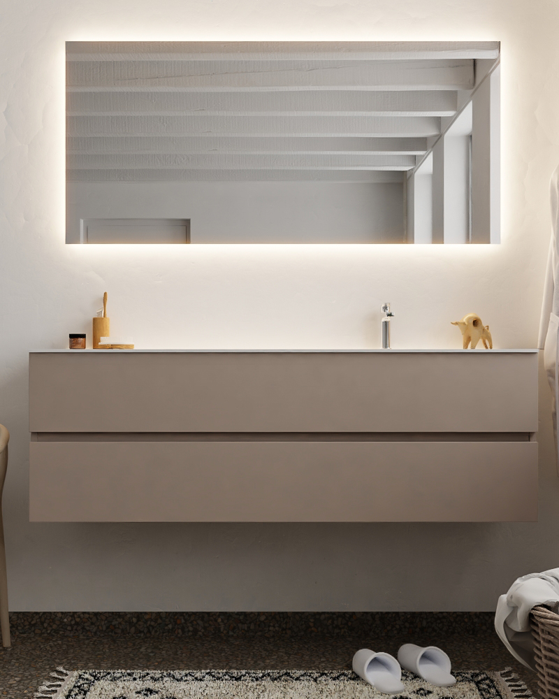 MONDIAZ VICA 150cm mueble de baño Smoke 2 cajones lavabo CLOUD Derecho 1 orificio con espejo LED. 3 MONDIAZ VICA 150cm mueble de baño Smoke 2 cajones lavabo CLOUD Derecho 1 orificio con espejo LED. - Imagen 3
