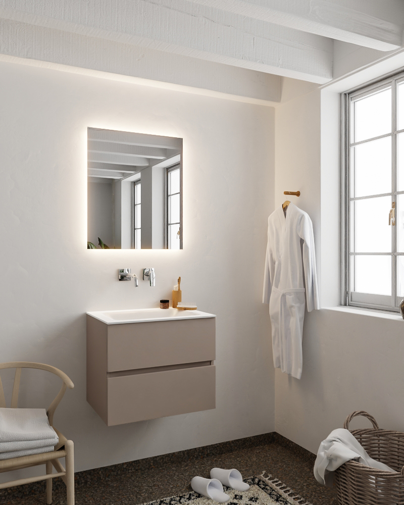 MONDIAZ VICA 60cm mueble de baño Smoke 2 cajones lavabo CLOUD Centro sin orificio. 2 MONDIAZ VICA 60cm mueble de baño Smoke 2 cajones lavabo CLOUD Centro sin orificio. - Imagen 2